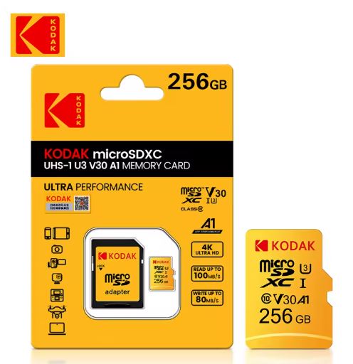 Cartão de Memória Micro SD KODAK Classe 10 A1 - 256GB