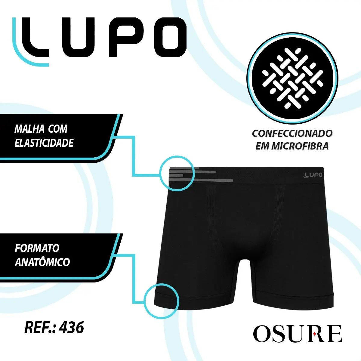 Kit 6 Cuecas Boxer Lupo Sem Costura Box Microfibra Original - Imagem 3